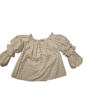 Caroline Costas Ruffle Puff Sleeve Baby Doll Sz XS Top Revolve Polka Dot…